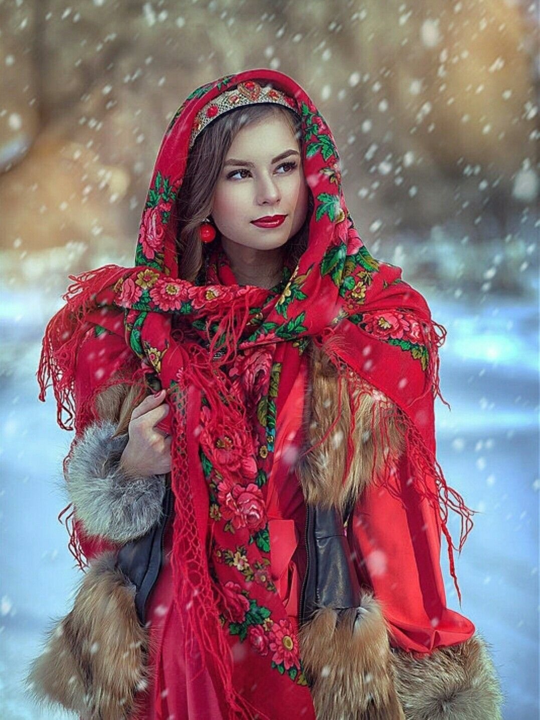 Beautiful girl Women in Slavic costumes in Soledad